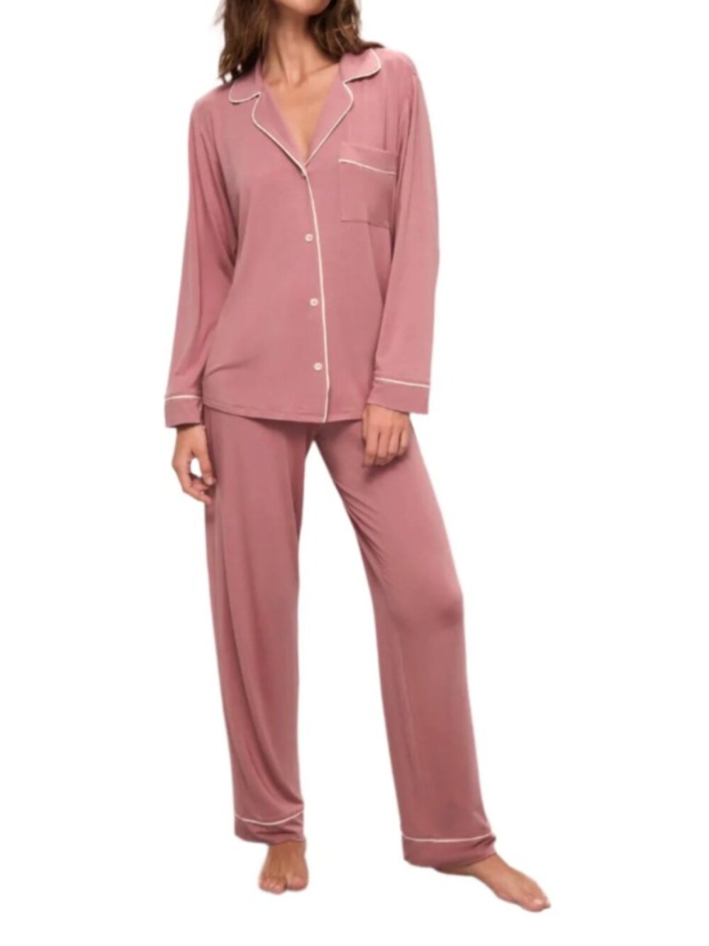 Eberjey Gisele TENCEL Long PJ Set Pajama Set in Old Rose Size Medium